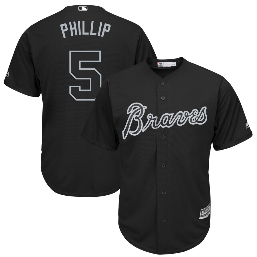 Men's Atlanta Braves #5 Freddie Freeman "Phillip" Majestic Black 2019 Players' Weekend Replica Player Stitched MLB Jersey